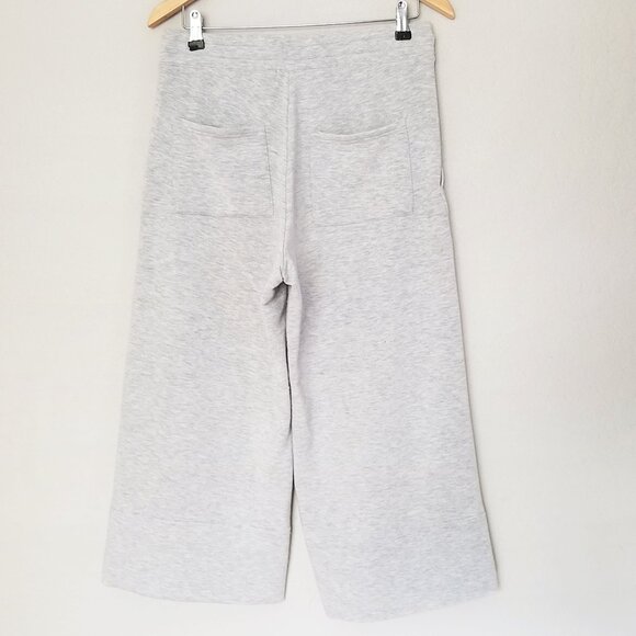 Quince SuperSoft Fleece Cropped Wide Leg Pants M Heather Gray Lounge Cozy Comfy - Picture 7 of 16